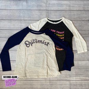 Old Navy Girls Sz14 (Set of Two) Baseball-Style Graphic Tees